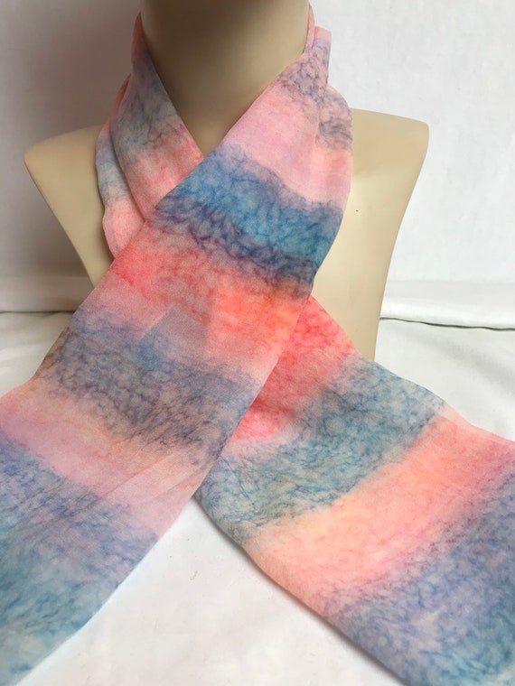 Vintage silk scarf~ ombré pastel cotton candy she… - image 3