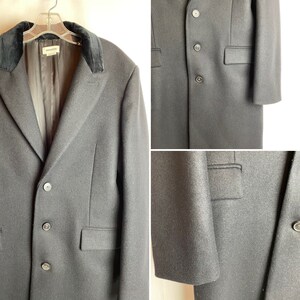 Mens Black overcoat Dress jacket long wool jacket velvet collar Zadig & Voltaire size 46 XLG image 9