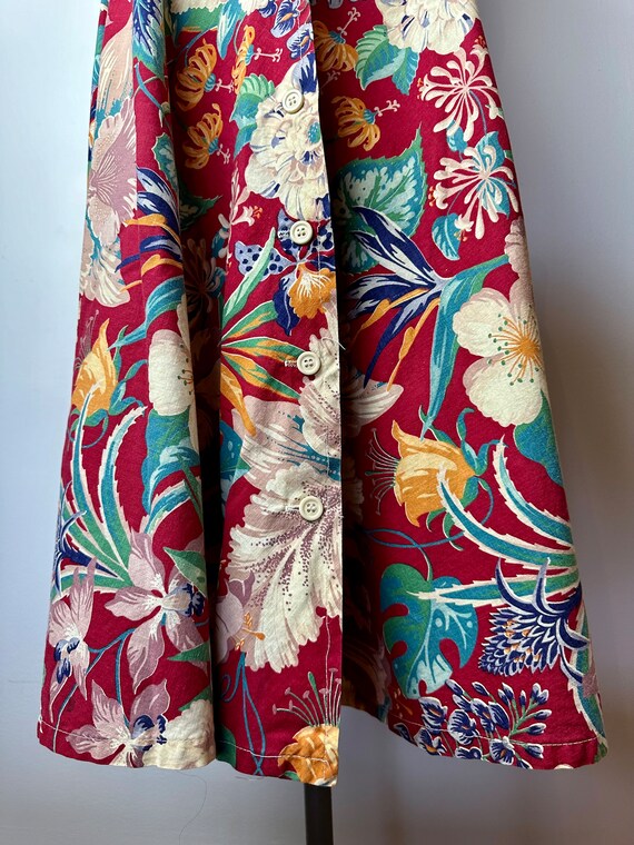 70’s floral wide A-line skirt 100% cotton 40’s wa… - image 8
