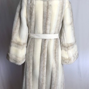 70s beautiful white faux fur princess coat belted waist exaggerated belled sleeves gorgeous lush furry fake glamorous vintage size M image 7