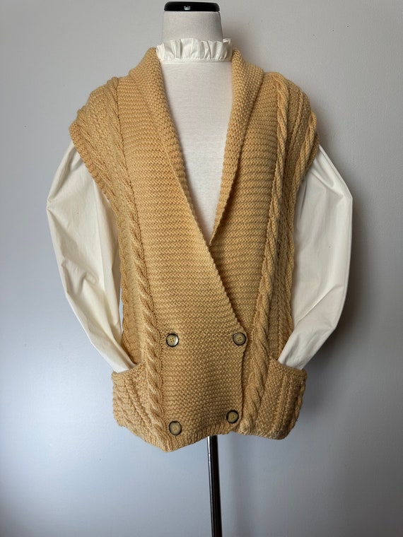 80’s-90’s sweater vest 100% wool chunky cable kni… - image 1