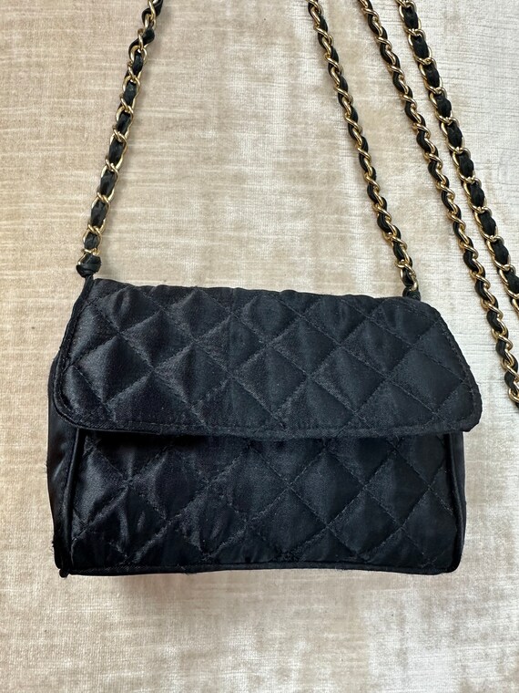 90’s Y2K black quilted crossbody purse~ threaded … - image 4