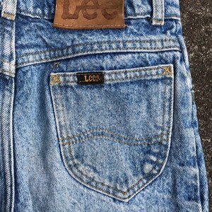 80s Womens Lee Jeans vintage high waisted denim distressed original faded blue rugged 100% cotton XXSM size or juniors image 10