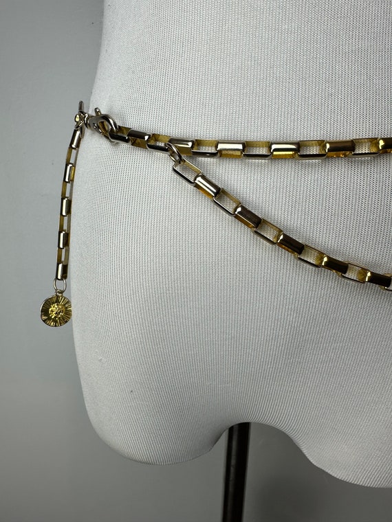 Vintage 60’s 70’s gold chain link belt~ shiny hig… - image 5