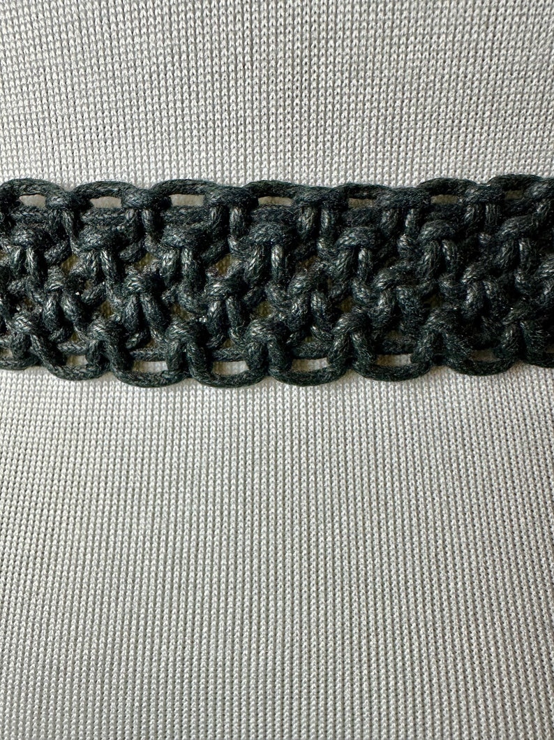 Vtg 90s black braided woven belt bright gold glossy hammered buckle leather & cotton Boho style/ open size up to 31 waist image 6