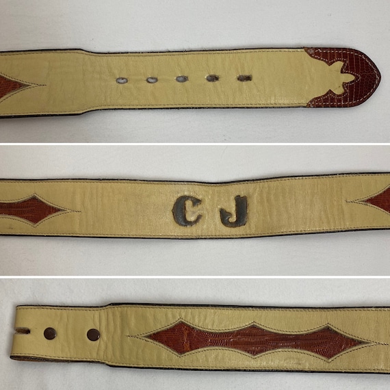 Vintage Tony Lama Western Belt~ 2 Tone Yellow & Brown  display picture 1