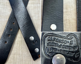 Alfonso’s black leather belt strap/ no buckle~ snap on/off Thick wide rock n roll Men’s belt~ size 40