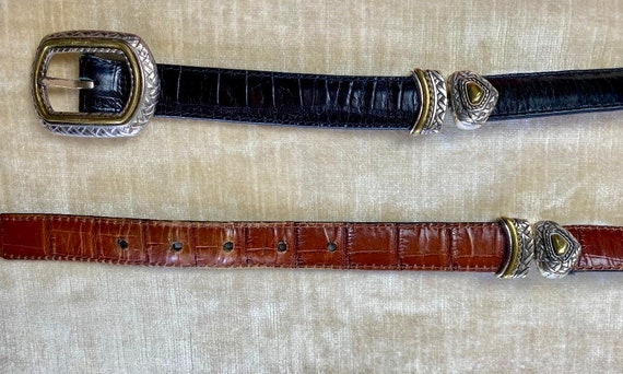 90’s leather belt  reversible 2 tone Black & Brow… - image 1