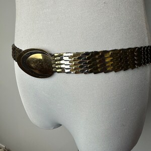Silver Mesh With Gold Interlocking Oval Accent Pieces Belt 32” Vintage Silver Metal Mesh BELT. With Oval Rhinestone Focal  main image 2
