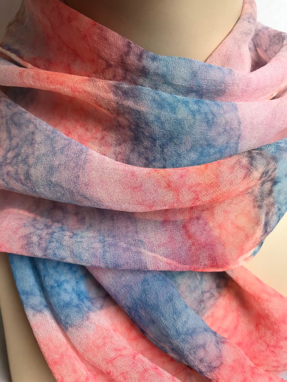 Vintage silk scarf~ ombré pastel cotton candy she… - image 2