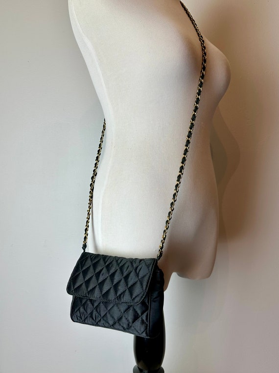 90’s Y2K black quilted crossbody purse~ threaded … - image 3