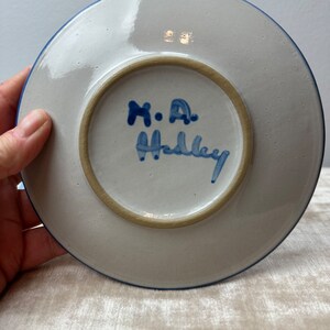 Ma Hadley Pair of small plates cat & lamb farmhouse cottagecore vintage dish wear blue handmade ceramic image 8