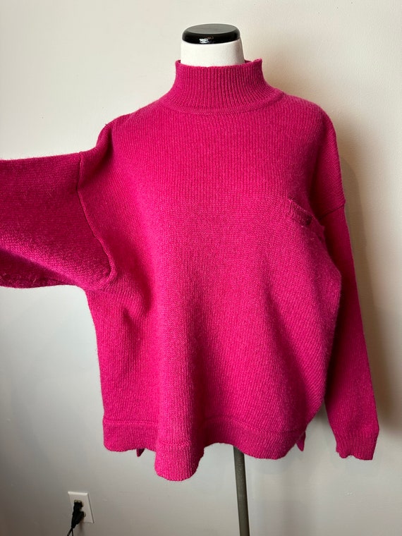 Vintage pink 100% wool sweater~ 1980’s-90’s turtl… - image 2