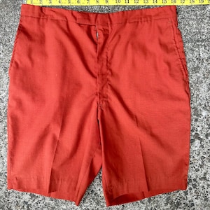 Vintage 1960’s Men’s Sta-Prest shorts~ Ultra Mod 60’s summer shorts with pockets~ Dark Rust- Red color/ 32” waist