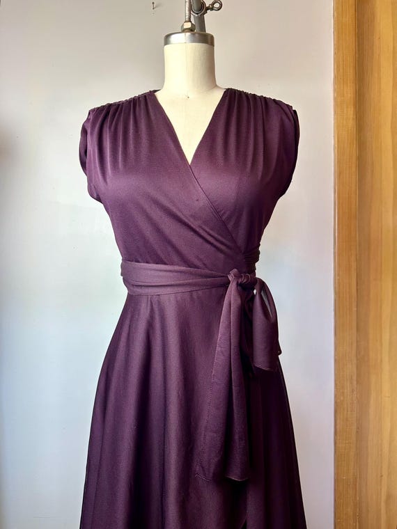 deep purple wrap dress Kiku Maxi Dress in Cupro Deep Purple , Asymmetric , V Neck