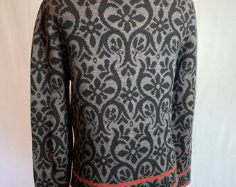 60's Vintage Catalina Wool Cardigan Sweater~floral Pattern