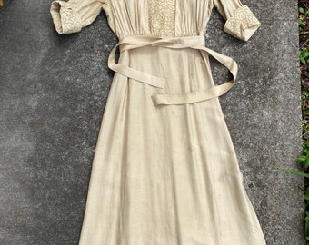 1900’s Edwardian 100% raw silk dress~ antique costuming ~ theater gown~ ornate delicate~ true vintage dresses ~petite