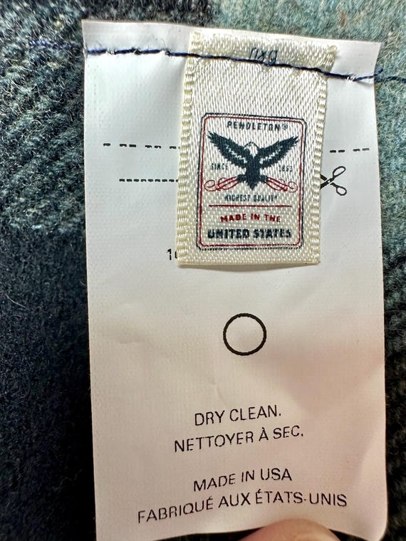 Pendleton Wool Scarf: Teal Blue & Black Buffalo P… - image 7