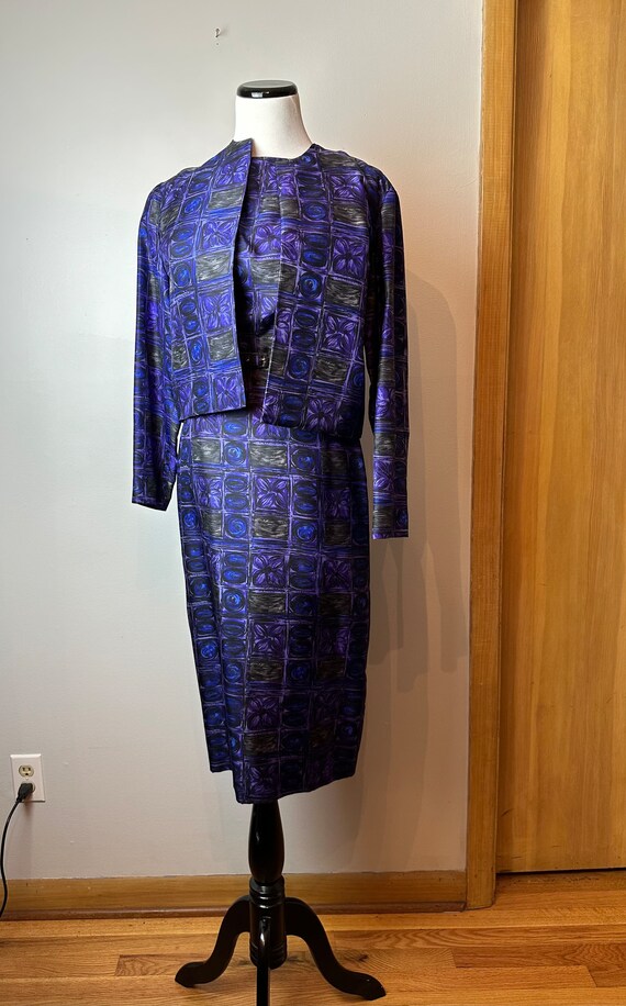 Vintage purple silk dress & matching jacket belt~… - image 9