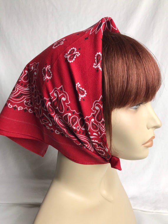 thumbnail image 2 of USA Made Hav-A-Hank Burnt Orange Paisley Bandana – 22x22 Cotton – Face Mask, Neck Scarf, Head Wrap – Unisex 2 of 6