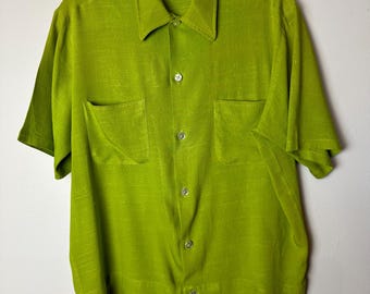 1960s McGregor Men's Shirt: Mod Rockabilly Green, Size Medium