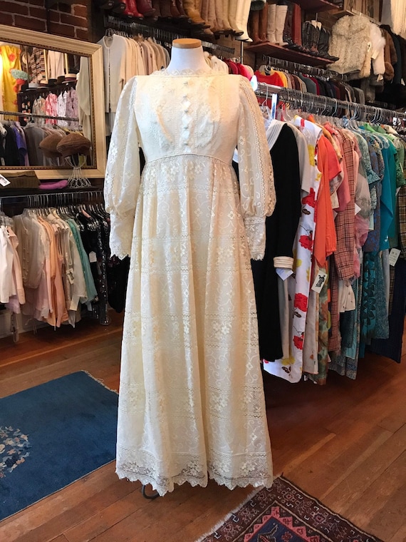 60's boho lace Princess Bride dress| Long Maxi gow