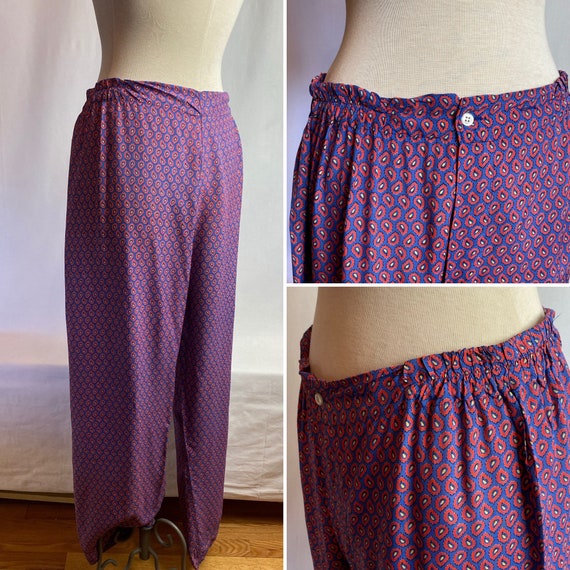 40’s 50’s rayon Pajama set~ tops bottoms with rob… - image 9