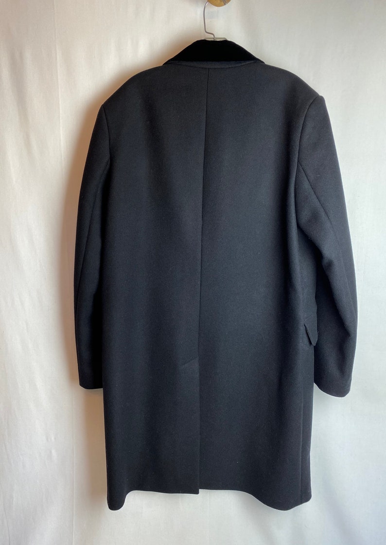 Mens Black overcoat Dress jacket long wool jacket velvet collar Zadig & Voltaire size 46 XLG image 6