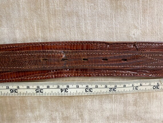 Vintage Reptile Lizard skin belt with ornate silv… - image 9