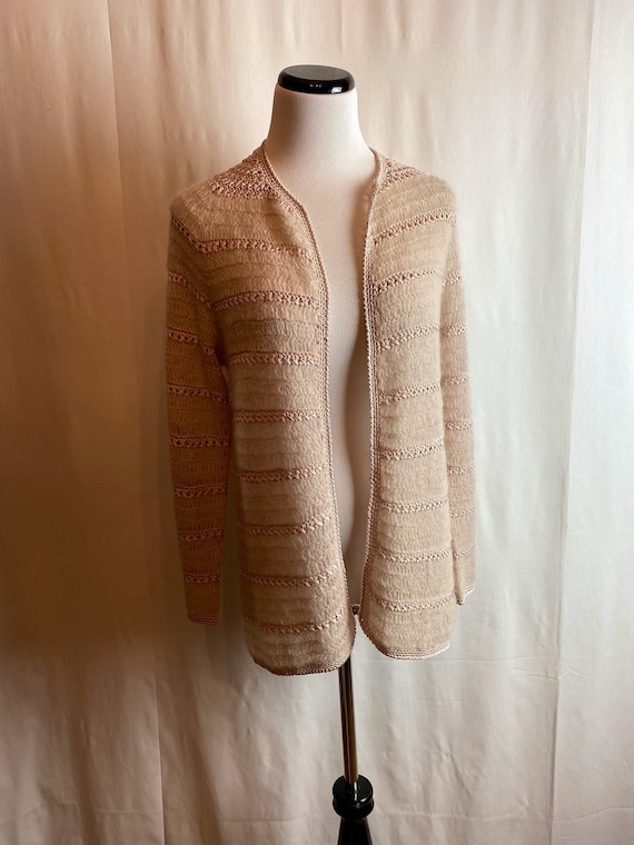 60’s Lacy fuzzy vintage mohair cardigan sweater c… - image 10