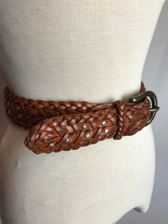 90s Braided Leather Belt DKNY Boho Hipster Stylish Womens Brown Mahogany  Belts Size Small 2628 -  UK