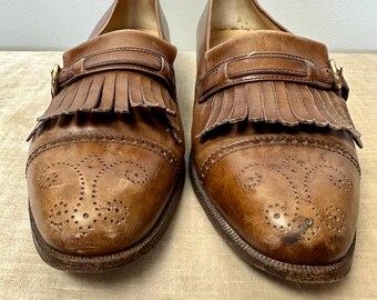 Vintage Cole Haan Leather Oxford Loafers: Brown Fringed Tassel