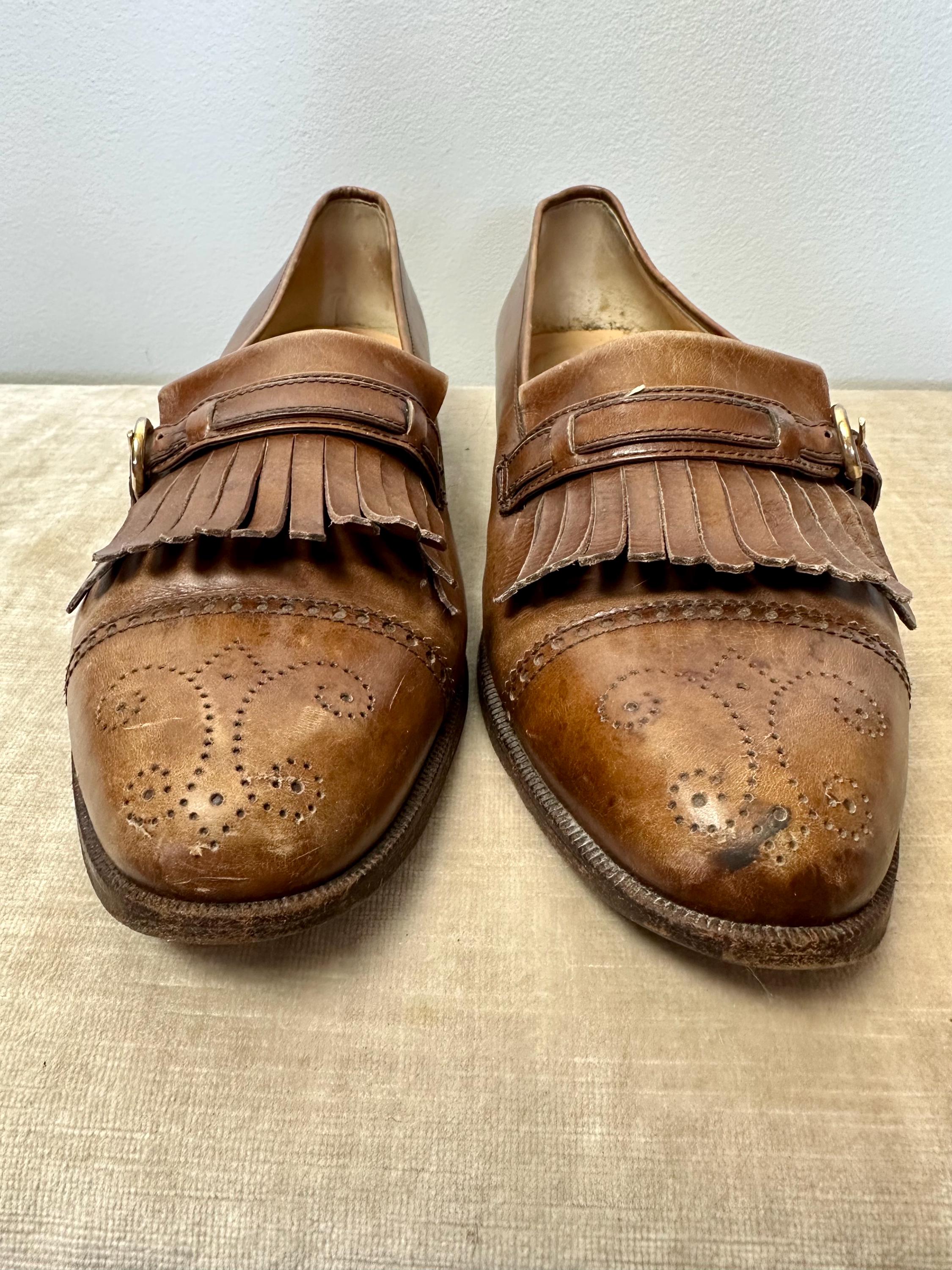 Vintage Cole Haan Leather Oxford Loafers: Brown Fringed Tassel