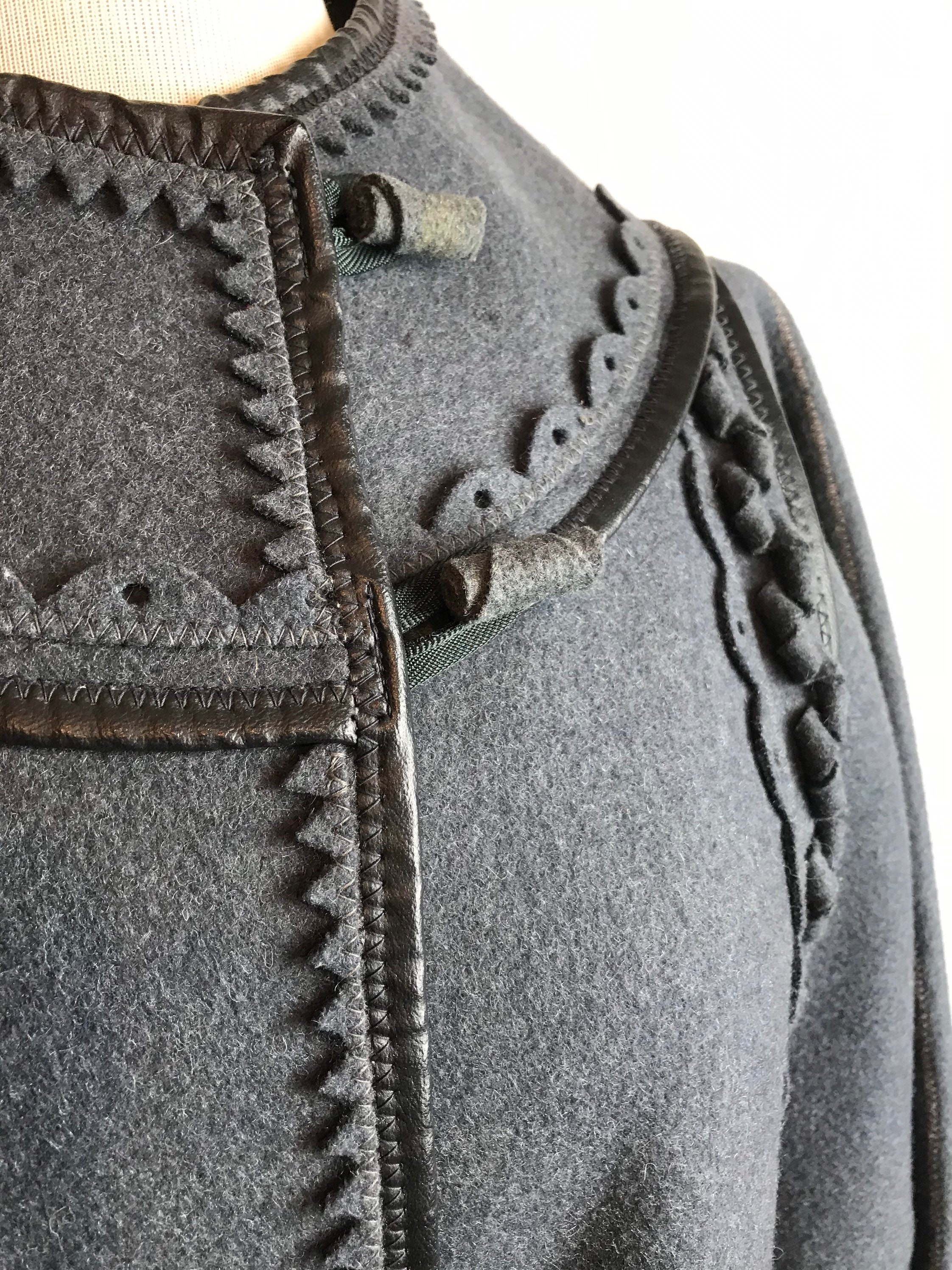 Minimalist Mod Wool Coat Felt Woolen Slate Gray Hand Done - Etsy