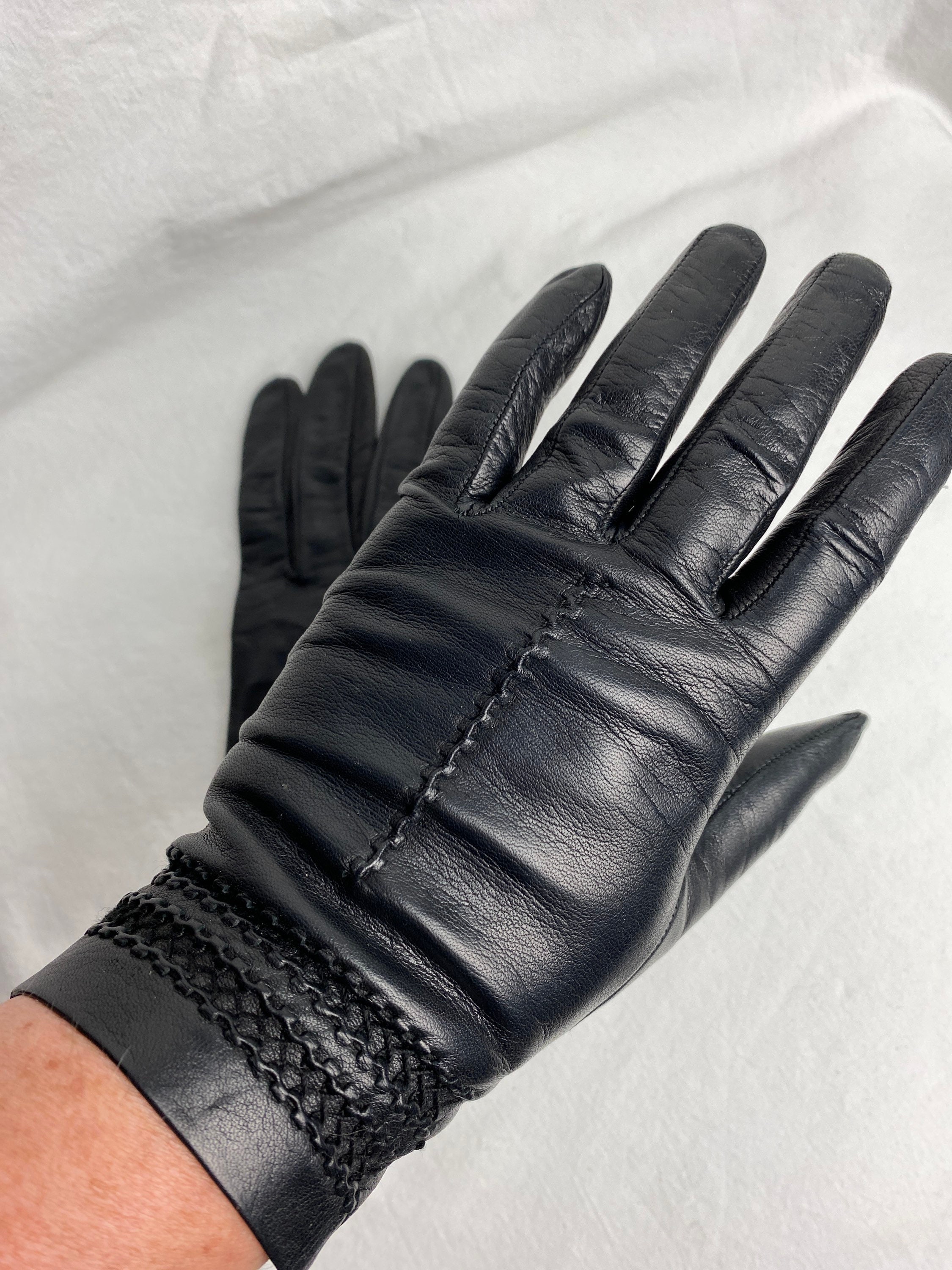 Schott gloves leather Black mens Used | eBay