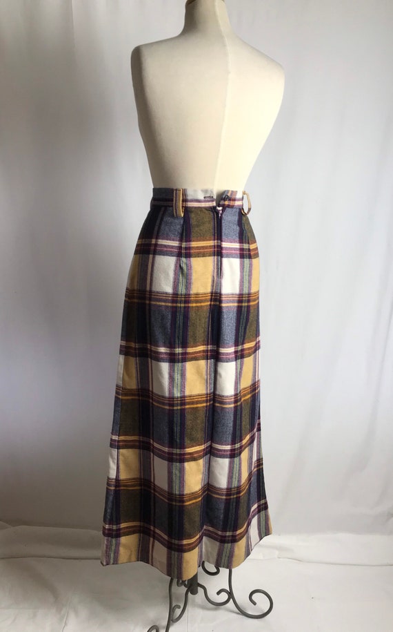 60’s 70’s flannel plaid maxi skirt~ culottes styl… - image 7