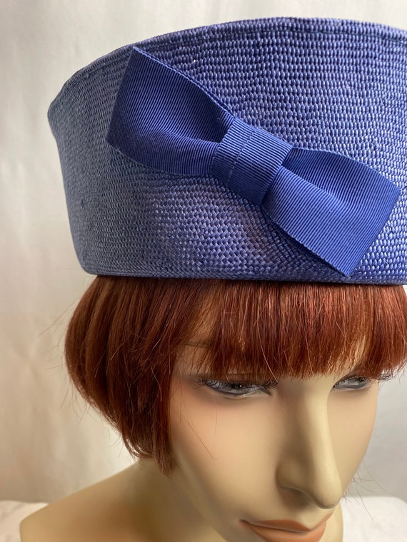 Vintage sailor inspired hat Tall viscose woven st… - image 2