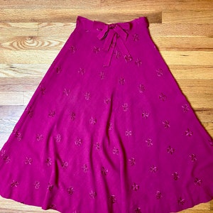 Sweet 1940s Swing skirt Bolero Set Raspberry pink with bows cropped open waist jacket swishy bias cut skirt image 9