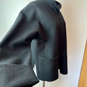 90s minimalist felted wool sporty jacket boxy square cut modern vibes black wool sweater coat Womens size Med lg image 5