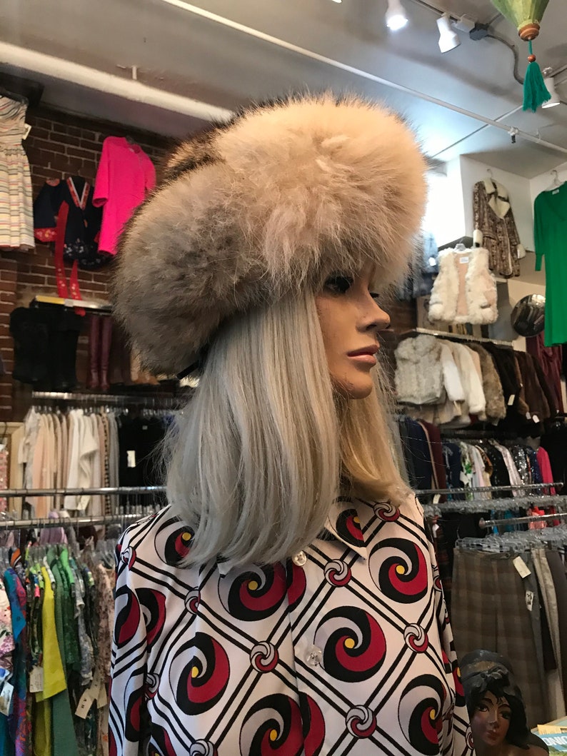 Fabulous Fox fur Hat~ Over the Top fluffy Foxy~ Unique Winter hat~ High fashion designer trendy~ timeless~ larger vintage size