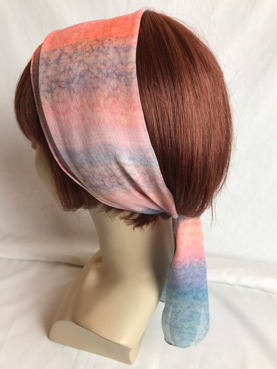 Vintage silk scarf~ ombré pastel cotton candy she… - image 7