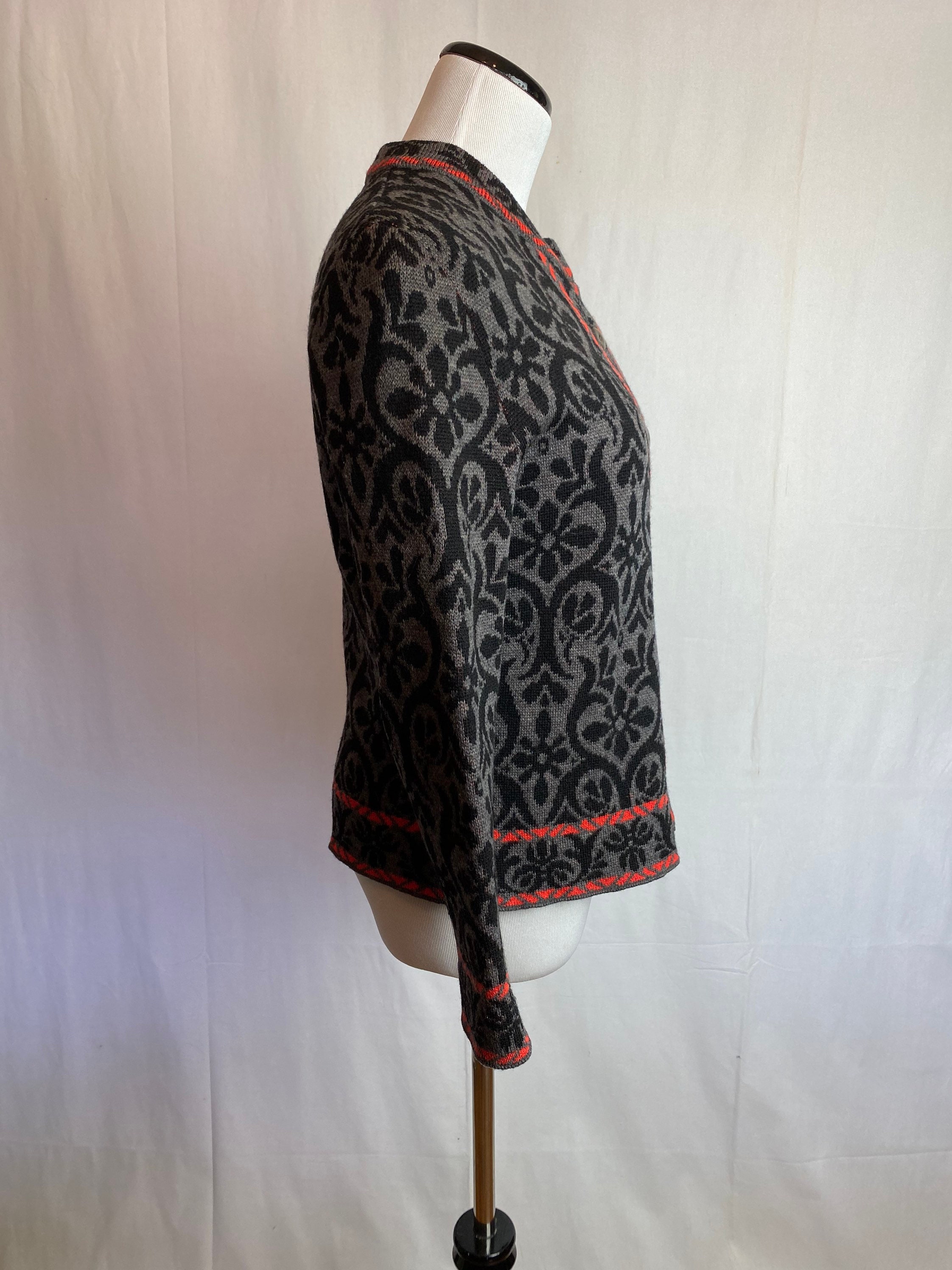 60's Vintage Catalina Wool Cardigan Sweater~floral Pattern