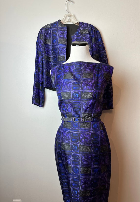 Vintage purple silk dress & matching jacket belt~… - image 6