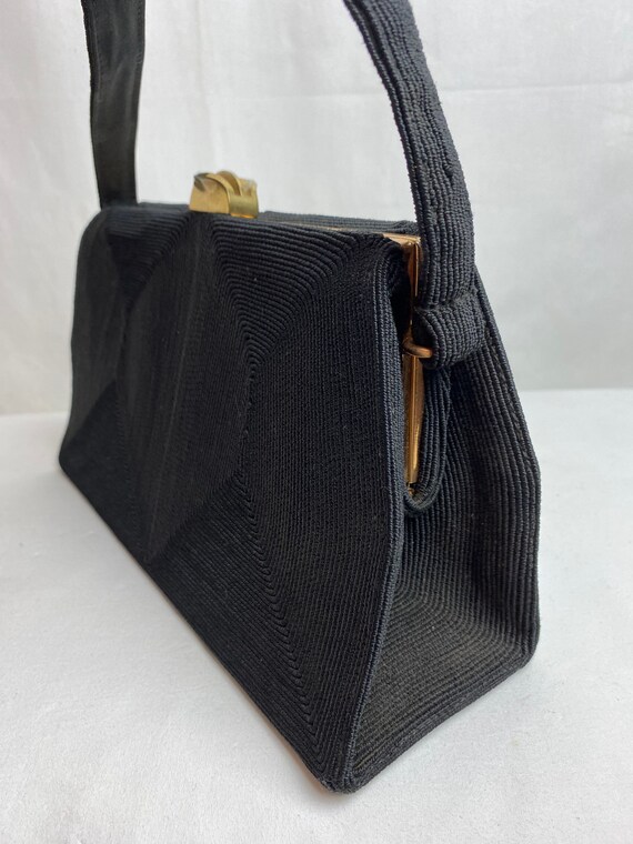 Vintage 40’s 50’s black purse soutache / cord han… - image 7