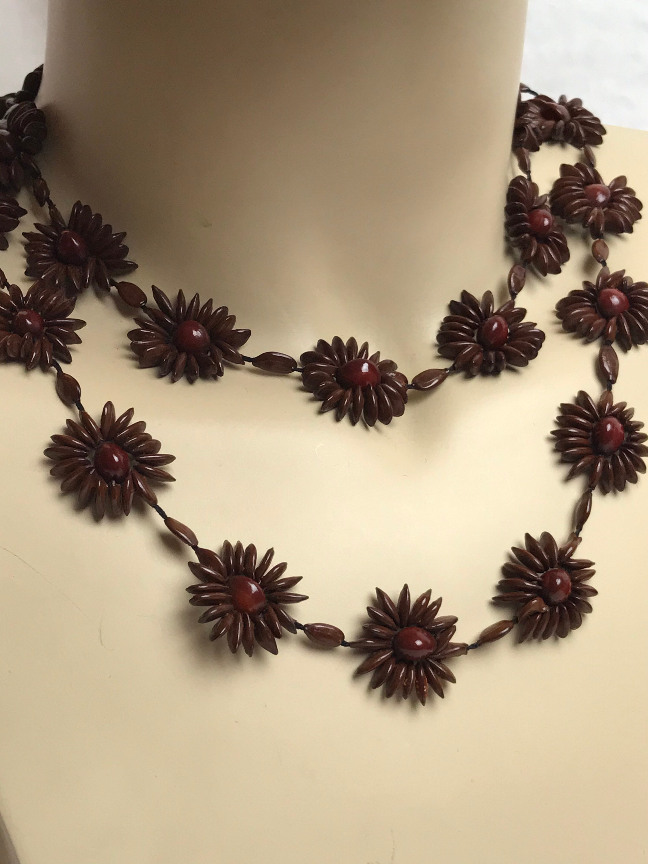 Vintage hand made Appleseed necklace micro seed beads brown Etsy