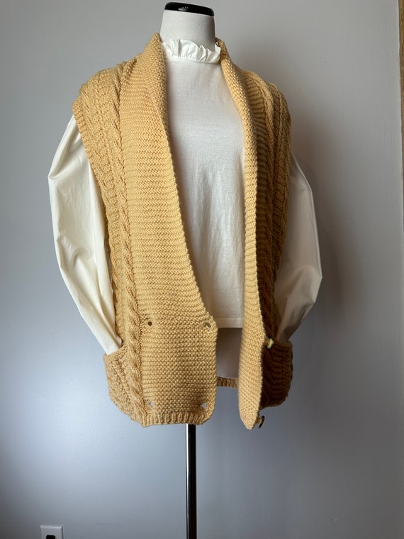 80’s-90’s sweater vest 100% wool chunky cable kni… - image 5