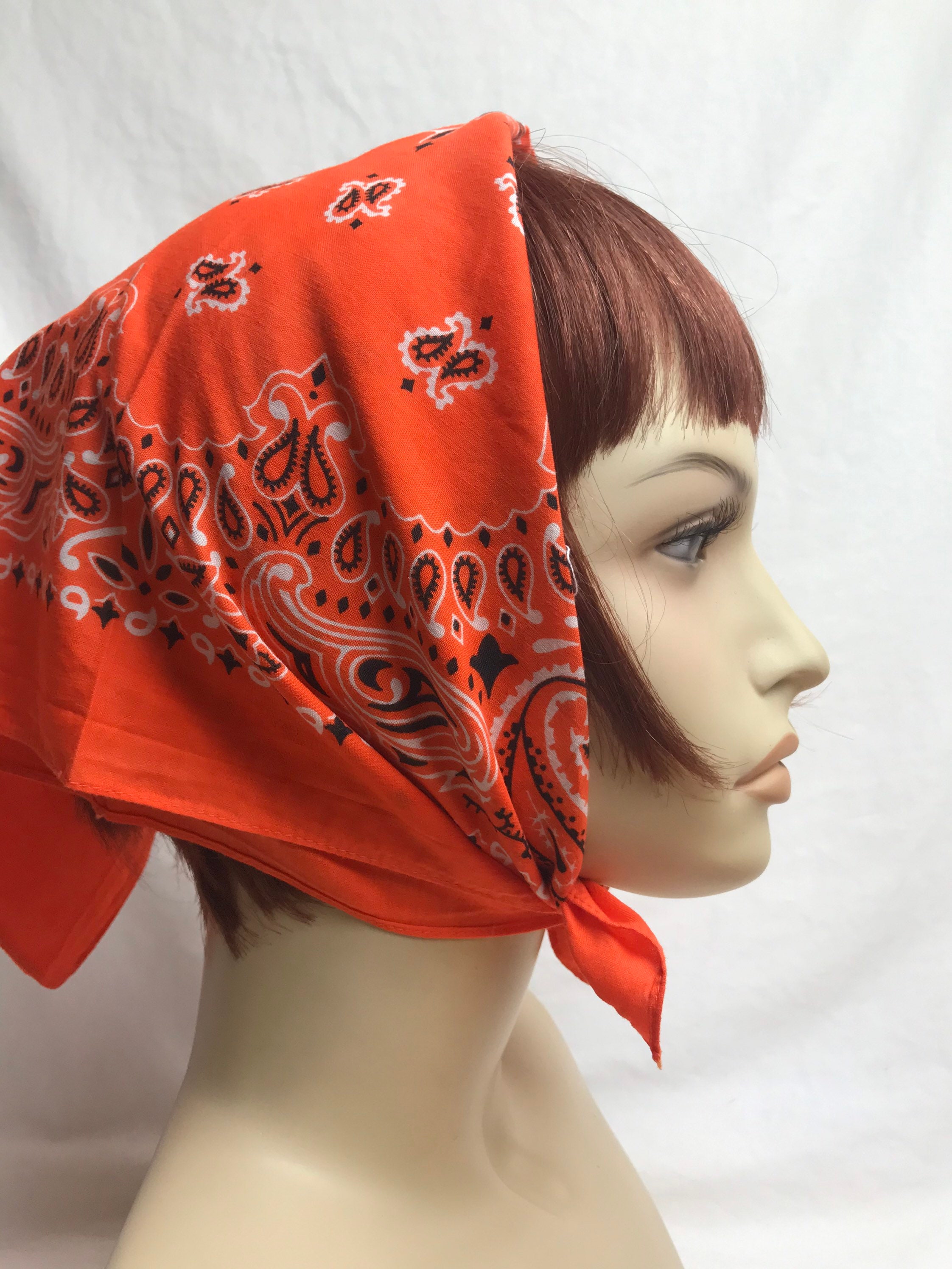 80's Bandana ~hav a Hank Crisp 100% Cotton~ Bright Orange