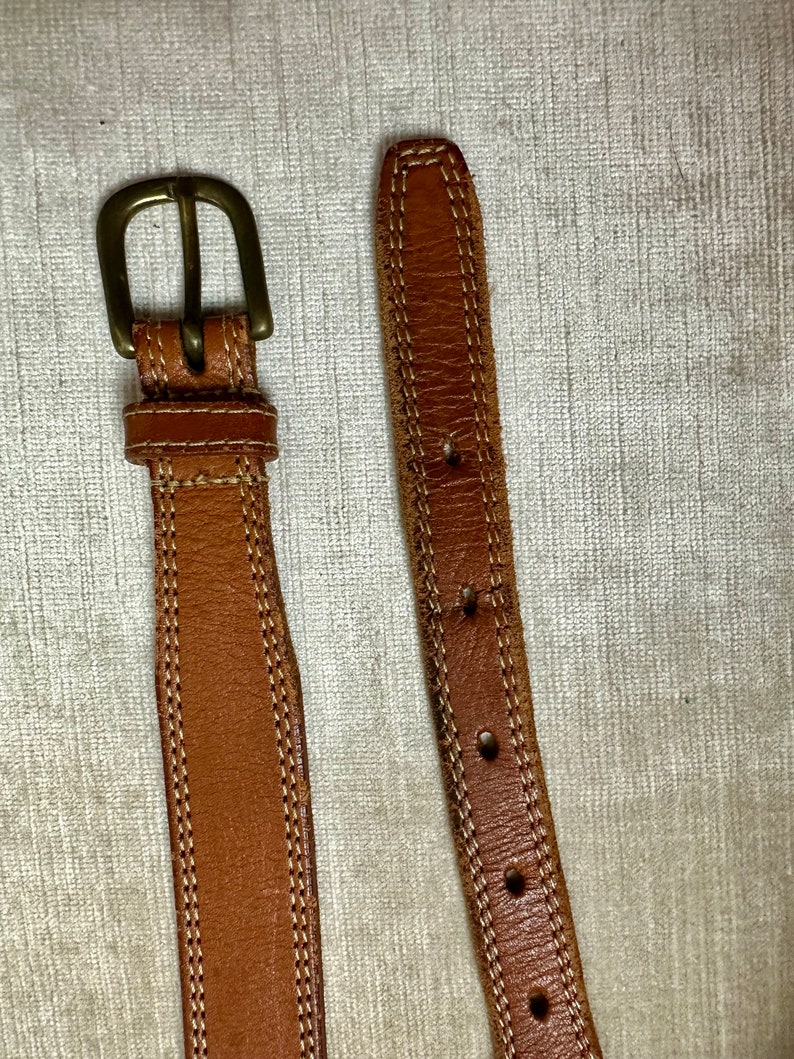 Vintage brown leather belt skinny trouser belt 1990s Banana Republic boho style size SM image 6
