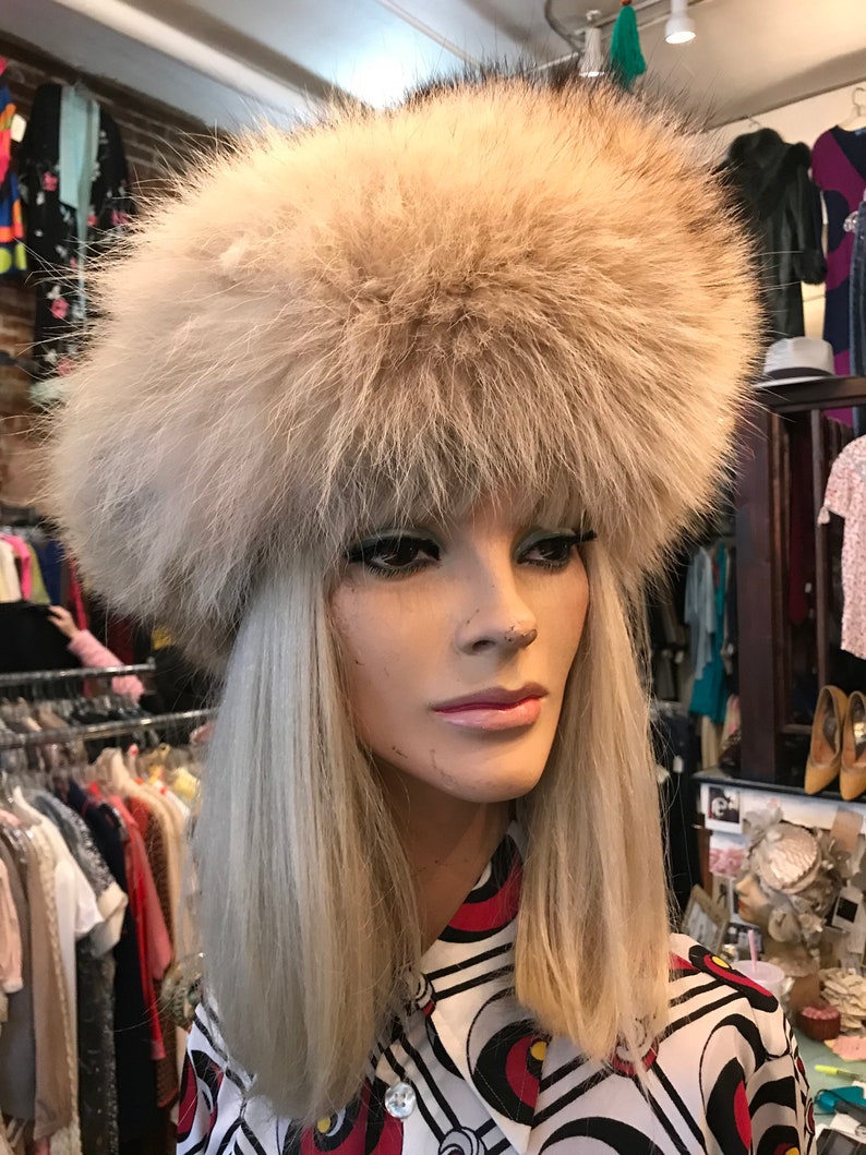Fabulous Fox fur Hat~ Over the Top fluffy Foxy~ Unique Winter hat~ High fashion designer trendy~ timeless~ larger vintage size