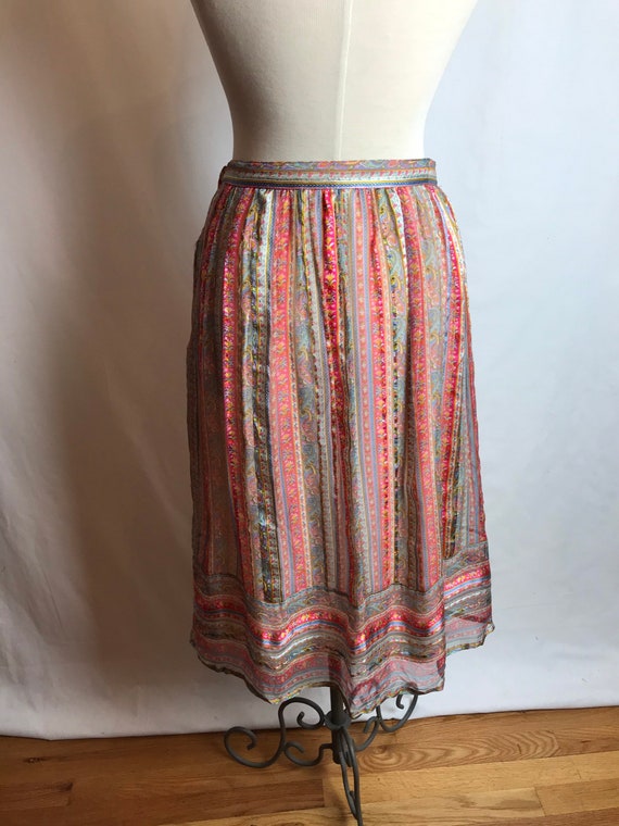 Beautiful 100% silk paisley boho skirt~ sheer laye